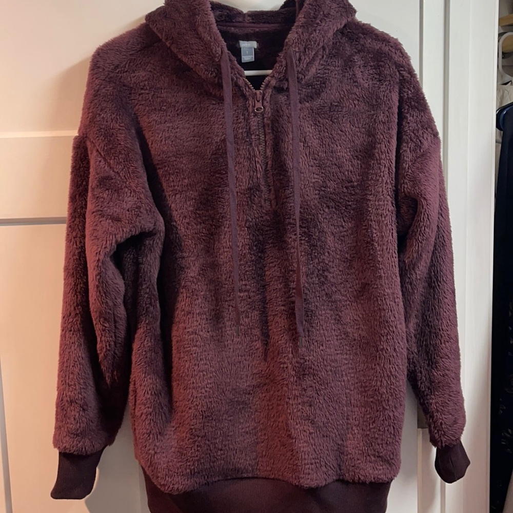 Aerie Fluffy Brown/Maroon Pullover